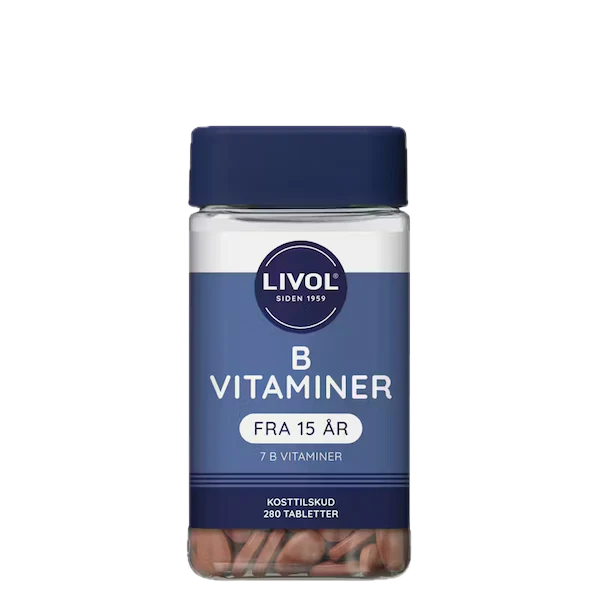 B-Vitamin B-kompleks, 7 B-vitaminer, 280 tabletter, Livol