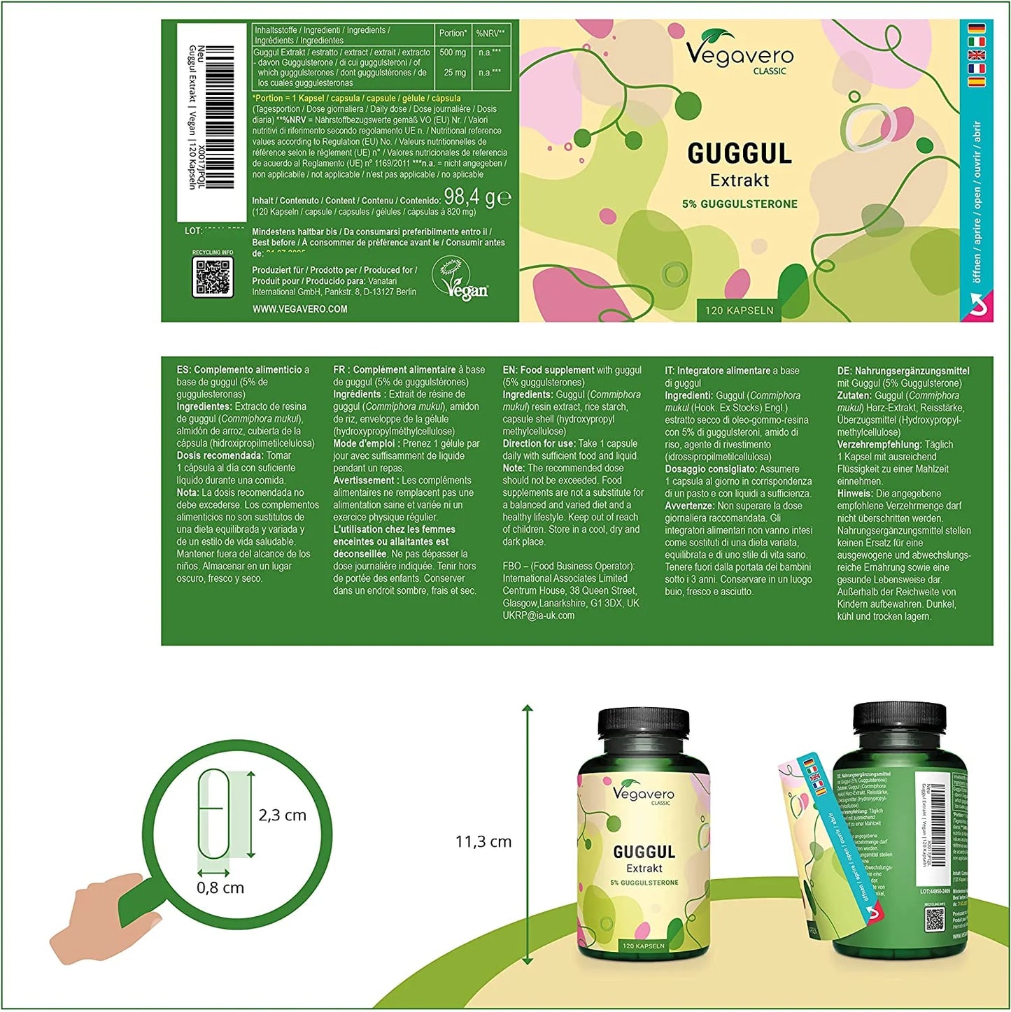 Guggul Extract, 500mg with 5% Guggulsterones, 120 Capsules, Vegavero