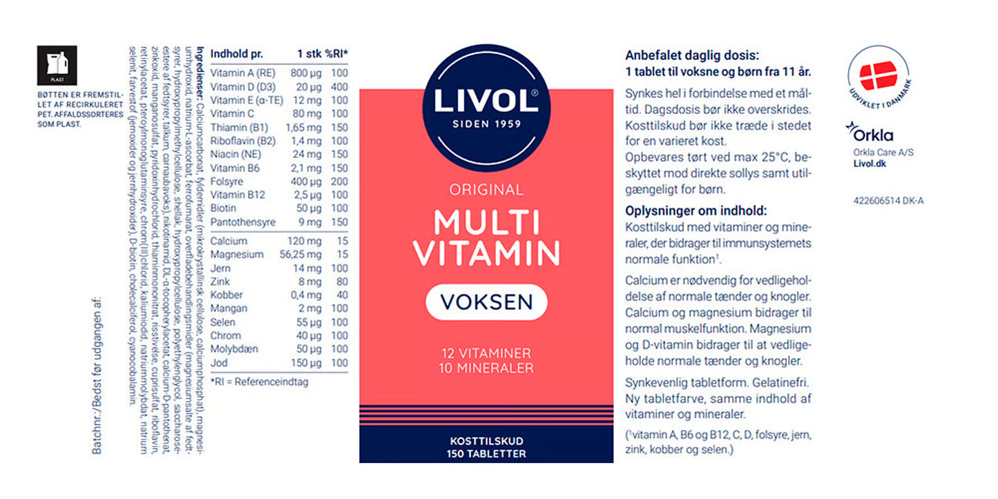 Multivitamin Adult, 150 tablets, Livol