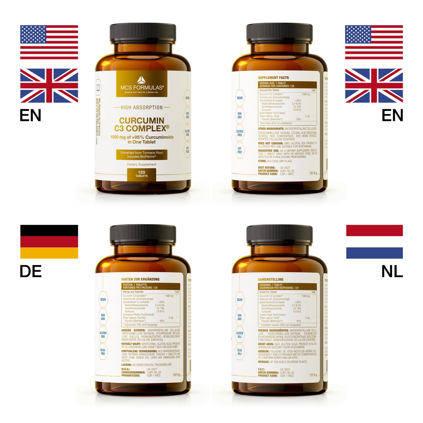 Turmeric Extract C3, 1000 mg (95% curcuminoids), 120 tablets, MCS Formulas