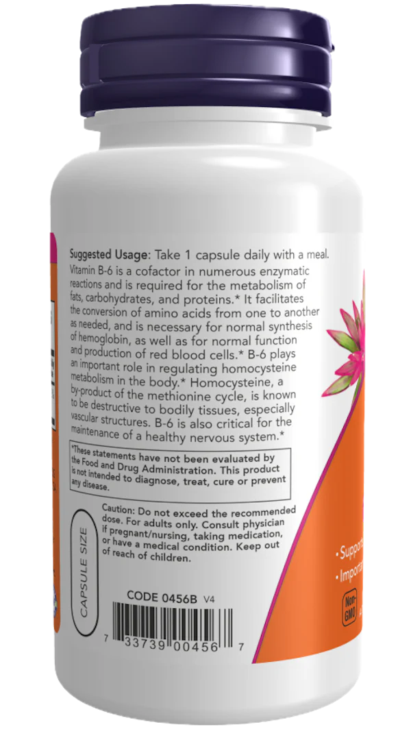 Vitamin B6, 250 capsules, 100mg, Now Foods (Pyridoxine)