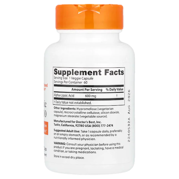 Alpha Lipoic Acid (ALA) 600 mg, 60 capsules (alpha)