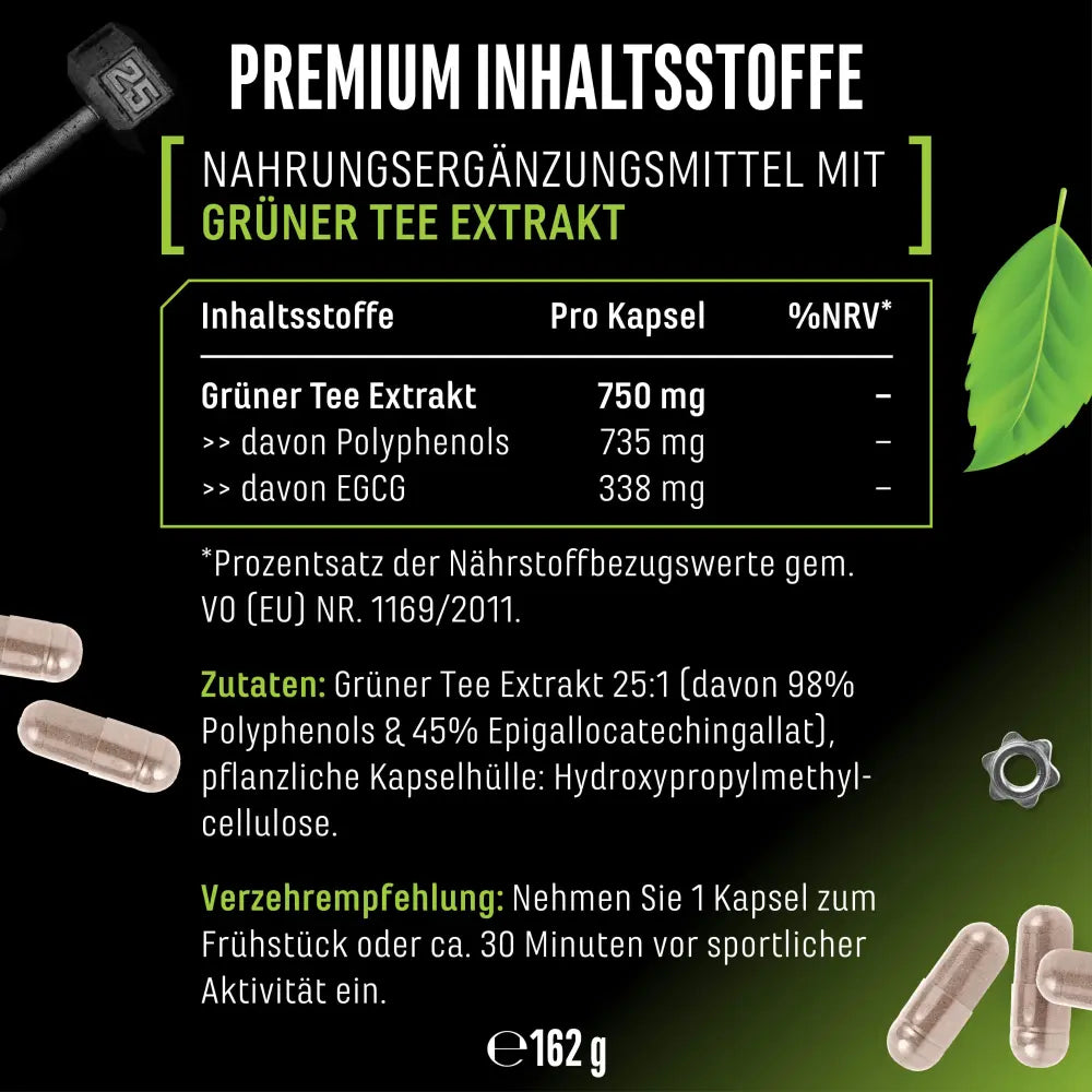 Green Tea Extract, 180 vegan capsules, German Elite Nutrition