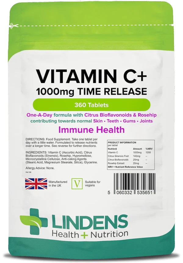 C-vitamin, Time Release, 1000 mg, 360 tabletter, Lindens