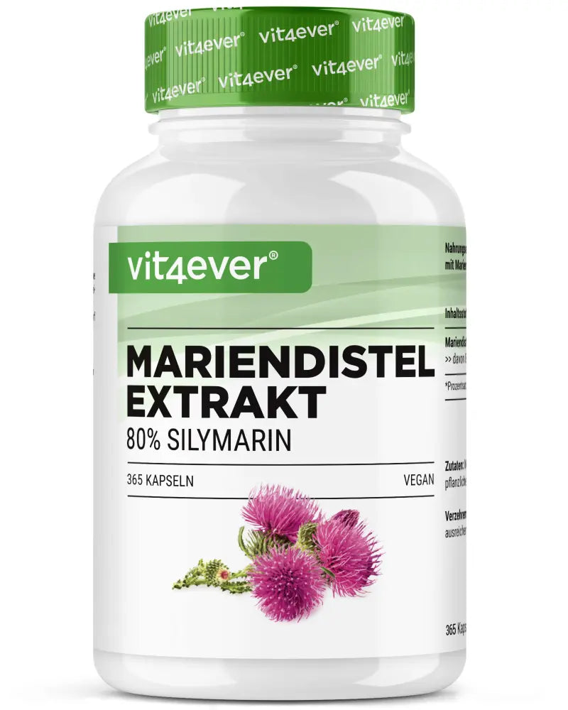 Mariendistelextrakt, 500 mg (80% Silymarin), 365 Kapseln, Vit4ever