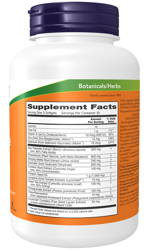 Prostate Health, 90 softgels, Now Foods (Saw Palmetto)