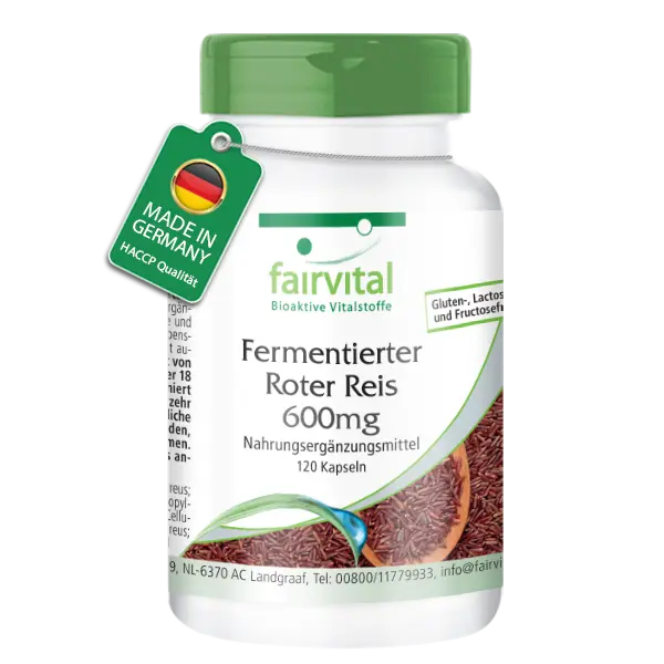 Fermenterede røde ris (Roter reis), 600 mg, 120 kapsler, Fairvital