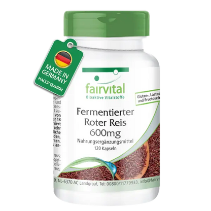 Fermenterede røde ris (Roter reis), 600 mg, 120 kapsler, Fairvital