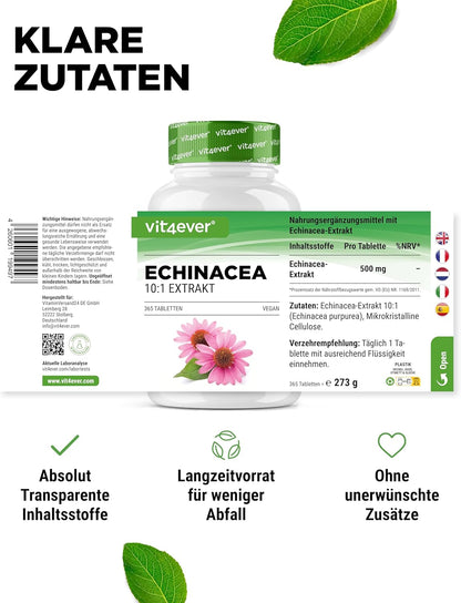 Echinacea 500mg, 365 capsules, Vit4ever (Replaces Urte-pensil)