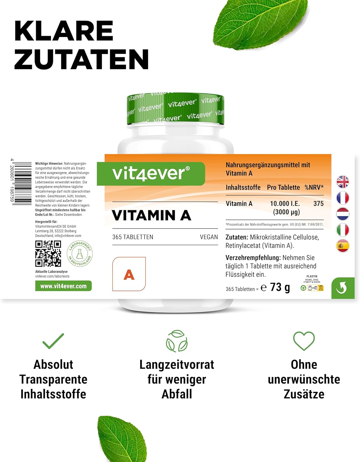 Vitamin A (Retinyl Acetate) 365 tablets