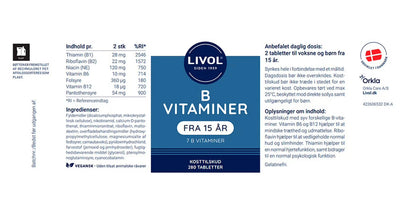 B-Vitamin B-complex, 7 B vitamins, 280 tablets, Livol