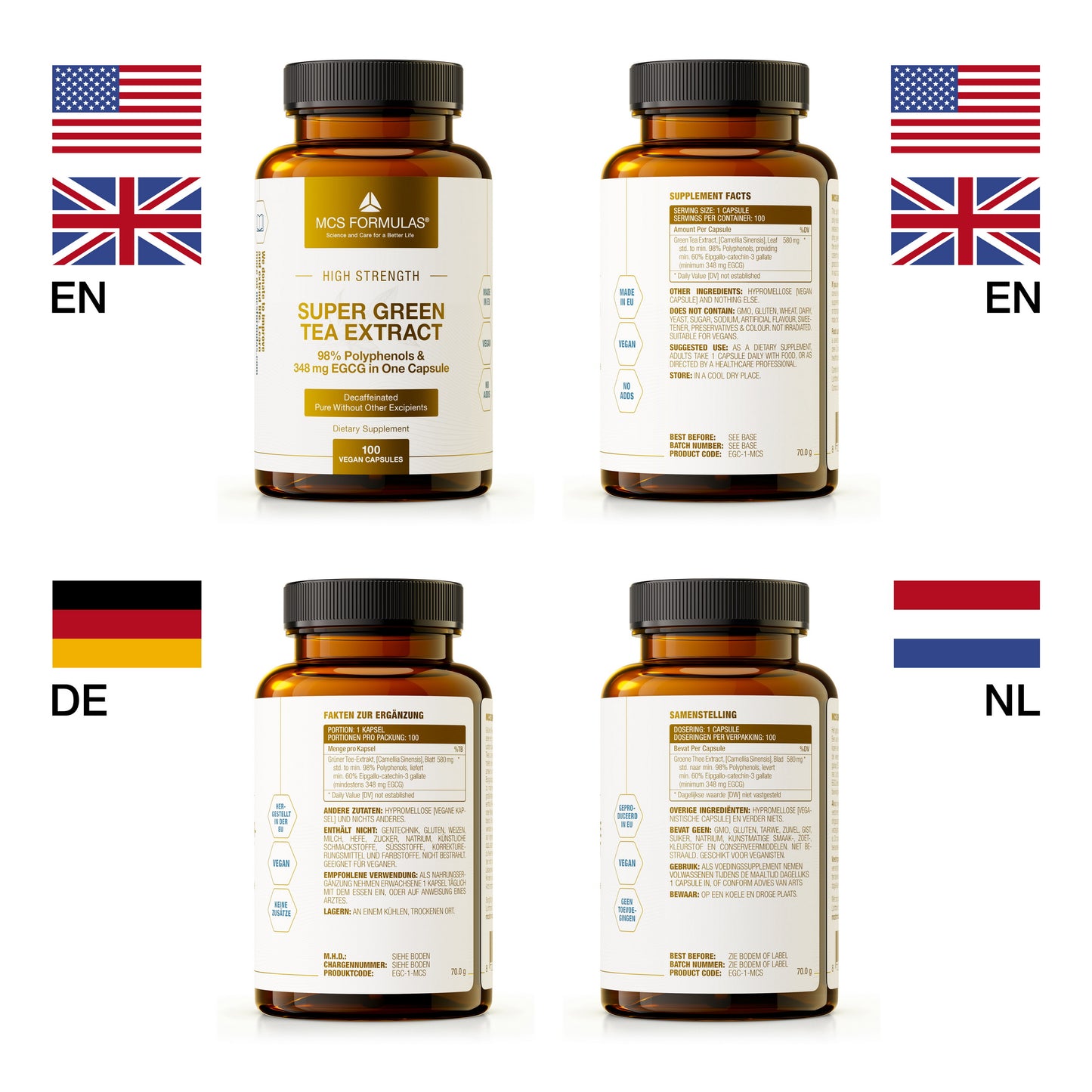 Super Green Tea Extract (Green Tea), 580 mg, 100 capsules, MCS Formulas