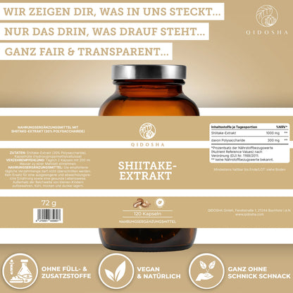 Shiitake Mushroom Extract 1000 mg, 120 Capsules, Qidosha