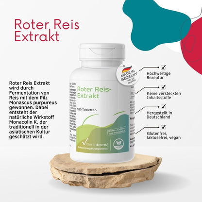 Rød ris ekstrakt, 180 tabletter med Monacolin K, VitaminTrend (gærris)
