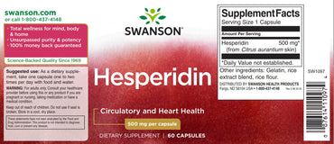 Hesperidin, 500 mg, 60 capsules, Swanson