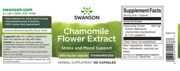 Chamomile Flower Extract, 500 mg (1.2% apigenin), 60 capsules, Swanson