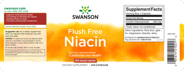 Vitamin B3 No-Flush Niacin, 240 Capsules, Swanson