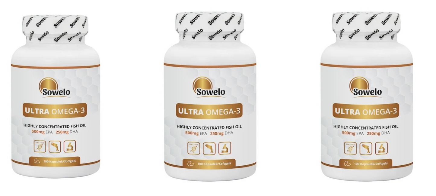 Omega-3 Ultra, 100 softgel capsules, Sowelo (Bundle of 3)