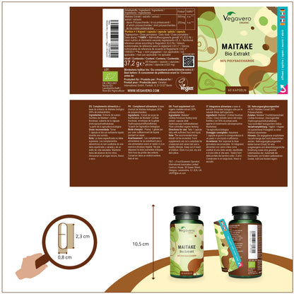 Maitake-svampekstrakt 500 mg (50% polysakkarider), 60 kapsler, Vegavero