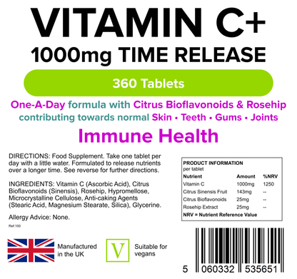 Vitamin C, Time Release, 1000 mg, 120 Tablets, Lindens