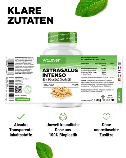 Astragalus, 700 mg (50% polysaccharides), 180 capsules, pure Astragalus extract, Vit4ever