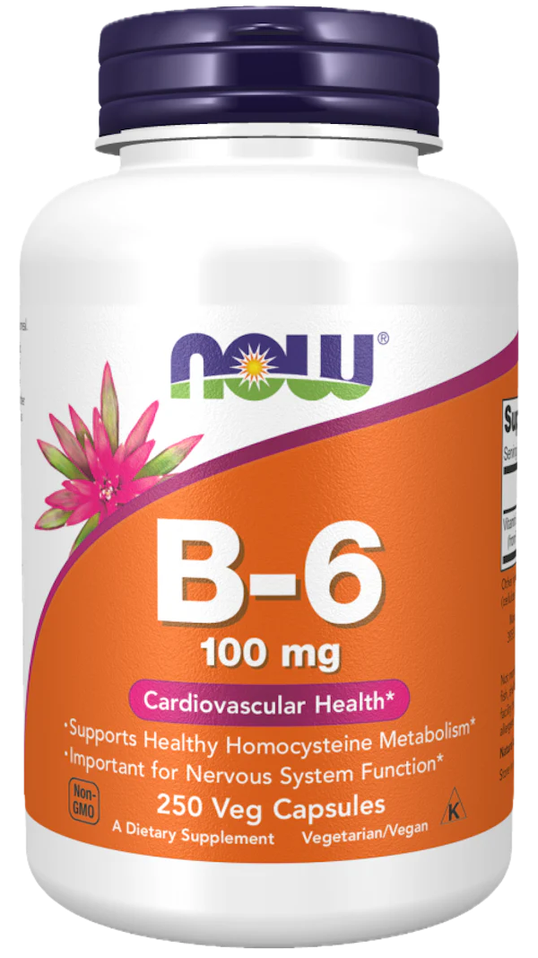 Vitamin B6, 250 capsules, 100mg, Now Foods (Pyridoxine)