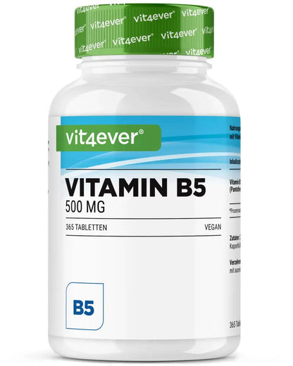 Vitamin B5, 365 tablets, 500mg, Vit4ever (Pantothenic Acid)