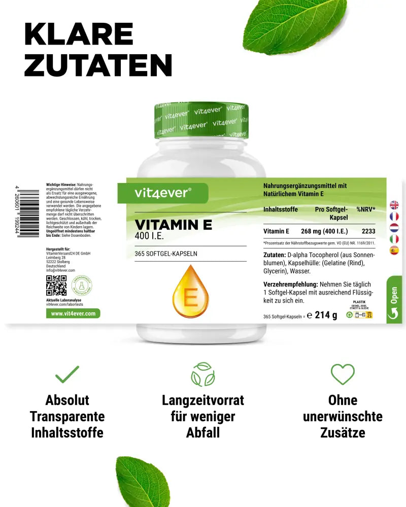 Vitamin E, 400 IU, 365 Softgels, Vit4ever