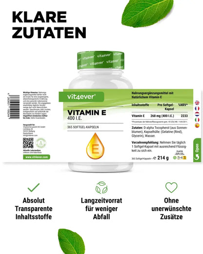 Vitamin E, 400 IU, 365 Softgels, Vit4ever
