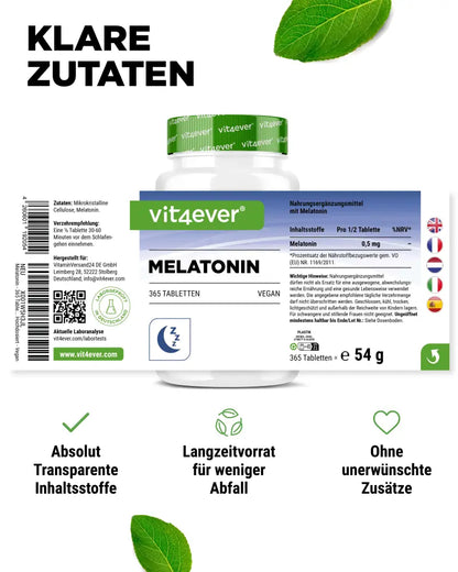 Melatonin, 1 mg, 365 tablets, Vit4ever