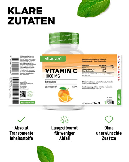 Vitamin C, Time Release 1000 mg, 365 tablets, Vit4ever